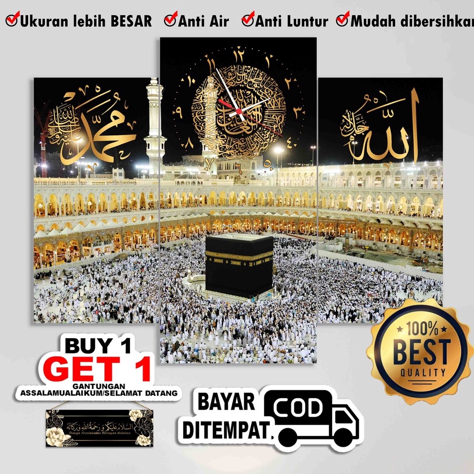 ￣ ke JAM DINDING KA'BAH MEKAH KABAH HIASAN DINDING RUANG TAMU KALIGRAFI ALFATIHAH DEKORASI PAJANGAN 