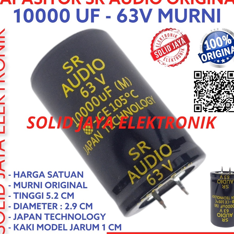 Terlaris CAPASITOR ELCO 10000UF 63V SR AUDIO ASLI MURNI 10000 UF MIKRO MICRO 63 V VOLT ORI ORIGINAL 