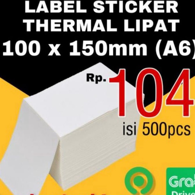 

[㊠BJ.❣S) KERTAS STICKER LABEL THERMAL LIPAT 100x150 BARCODE A6 / laangsung.kirim.!