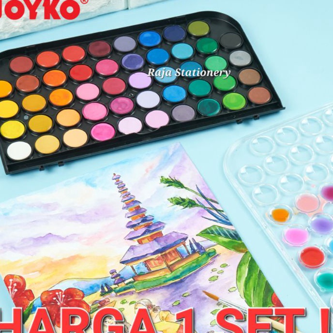 

[➸☼R.WX) Joyko Watercolour Set Art 16 28 36 48 Colours / Alat Cat Air Joyko Melukis Mewarnai Block Kering Warna WC-3 siiap.dikirim.
