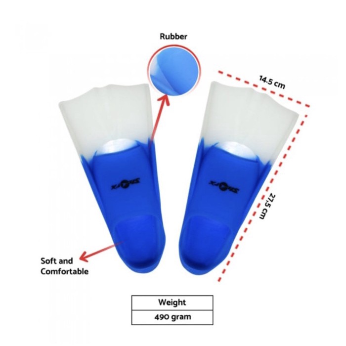 Fin Swiming Rubber Kaki Katak SHORX Short XS XXS Original