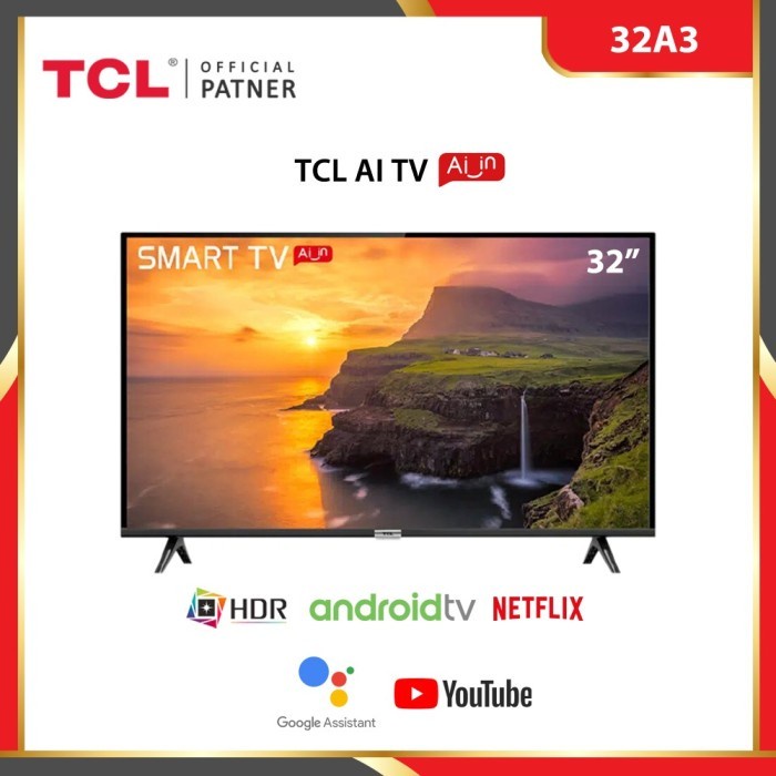 Tcl 32" 32A3+ Slim Smart Tv 32 Inch Android Tv Bezel Less Hdr