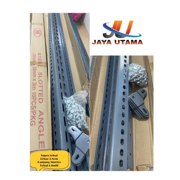 Rak Siku Lubang Tebal 2.1mili 3.8cm BesiSiku Lubang Tebal 2.1mm 3meter