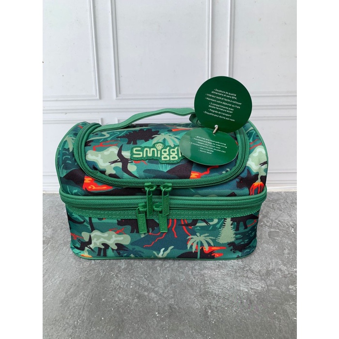 Terlaris Smiggle Vivid Lunchbag Double Deck Green Dino - Tas Bekal Smiggle