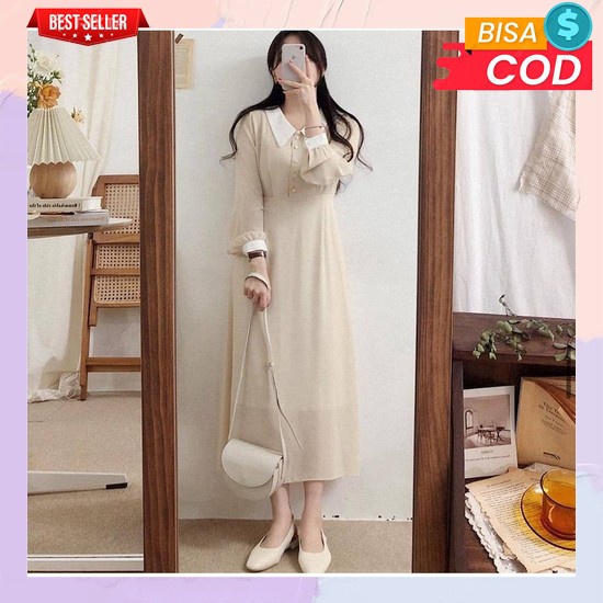 Guan Pesta Casual Dris Cewek Murah Meriah Driss Simpel Elegan Gaun Vintage Premium Gaun Pantai Kekin