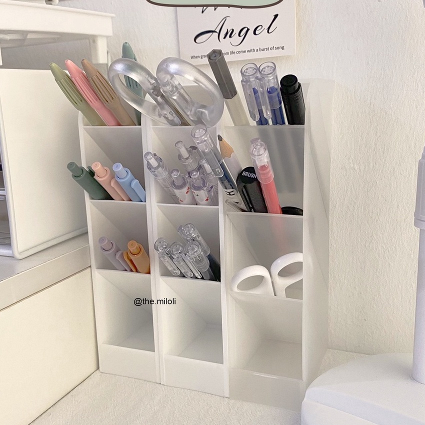 

(㊖C-㊛R4] [MILOLI] 3 Slot White Pen Holder Desktop Pencil Storage Box Organizer Kotak Pensil Tabung Pena - F0144 langsung.kirim.!