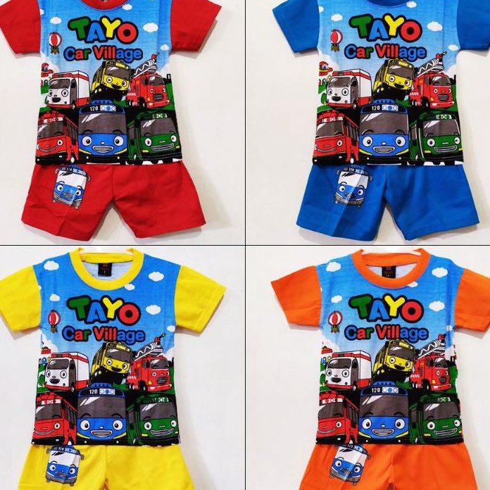 New Setelan kaos anak laki laki motif tayo utk usia 1-10 thn / kaos anak laki laki gambar tayo