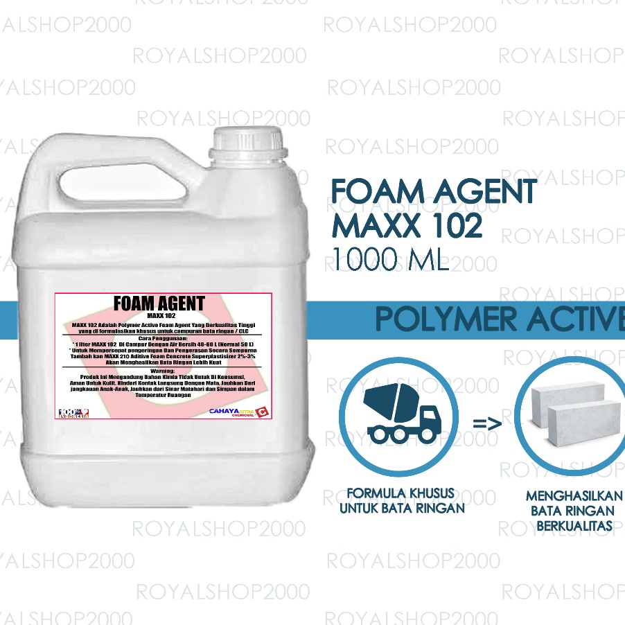[Y☼✮3.O] MAXX 102 CLC | PEMBUAT BUSA BATA RINGAN 1kg FOAMING AGENT FOAM (cellular lightweight concre