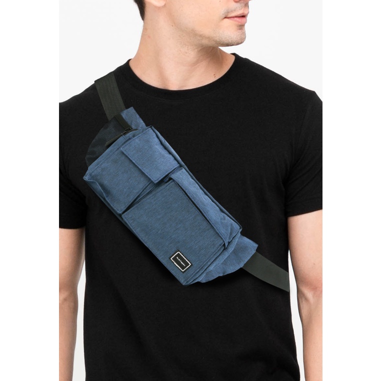 Tas Pinggang Hush Puppies Original Pria Waist 2 kantong depan dengan resleting Dinner Branded Stylis