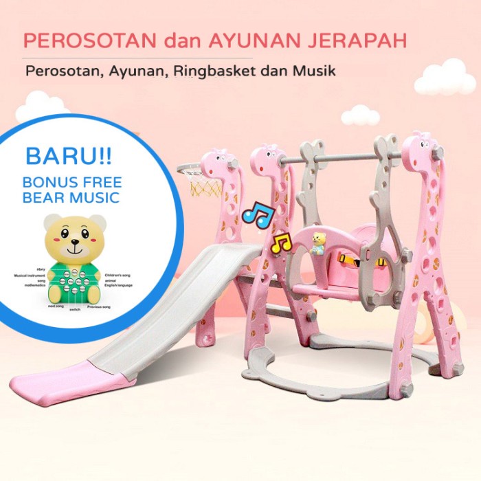 Mainan Ayunan Dan Perosotan Anak Ukuran Besar Mainan - Model Jerapah Bestseller Perosotan