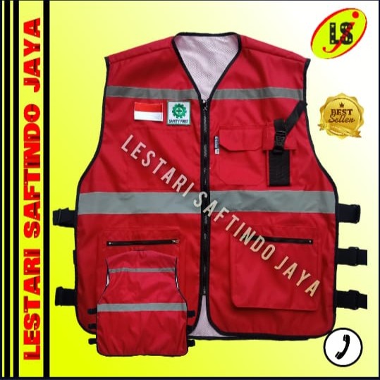Bestseller Rompi Safety Vest Taslan Hse Merah-Rompi Safety Proyek Hse Merah