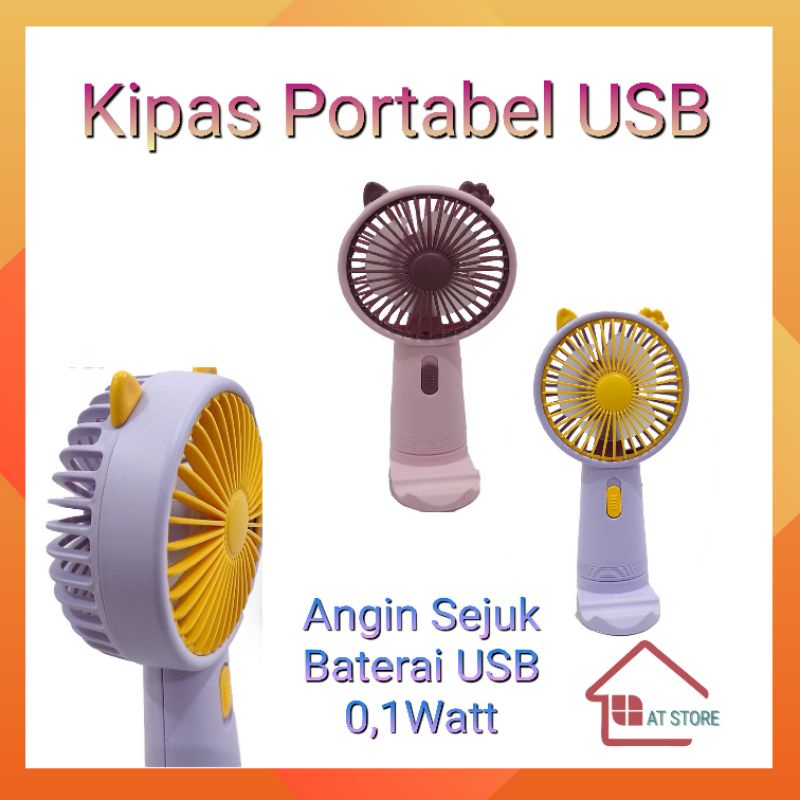 Kipas Angin Portabel Dudukan Hp / Kipas Mini Fan baterai tanam USB
