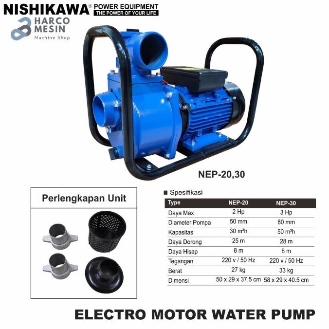Pompa Air Alkon 3 Inch Listrik Nishikawa Nep-30 Electric Water Pump