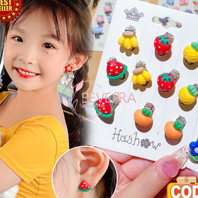 (W❣U❤/C> 1SET 5PASANG ANTING JEPIT ANAK KOREA MOTIF DESAIN LUCU ANTINGAN ANAK FASHION IMPORT AK47 /b