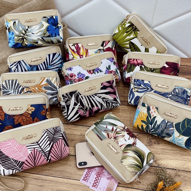 [9☀S❣/I) ALZIO - dompet wanita hpo hape panjang 2ruang serbaguna - ALZIO DOMPET MIA 2REST FLORA /top