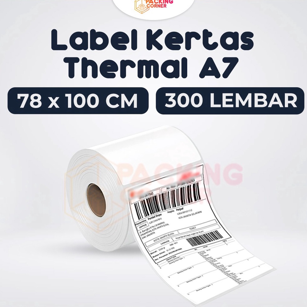 

9.9 STOK READY Kertas Label Sticker Resi Thermal Barcode 78x100 mm Gulung Isi 300 pcs