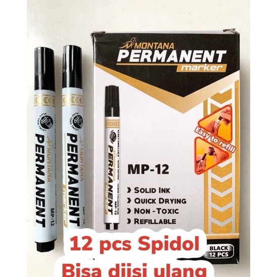 

Ready Stock・(12pc) SPIDOL PERMANENT MARKER HITAM / SPIDOL PERMANEN MURAH