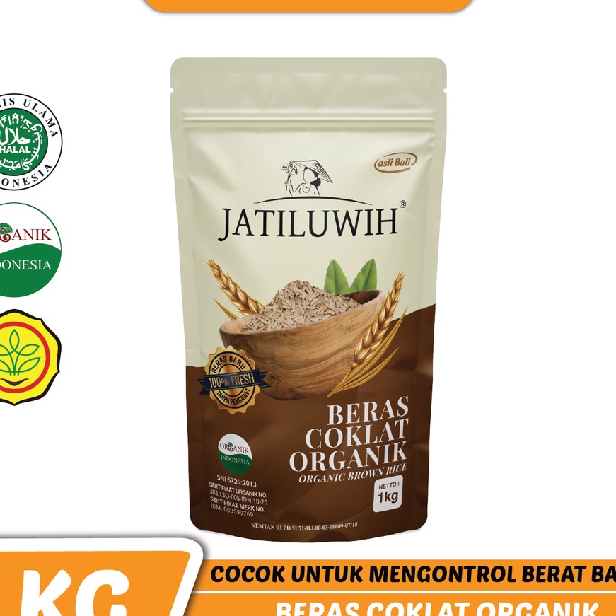 

[HL☀/Y✮] Beras Coklat Organik JATILUWIH kemasan 1 KG- super.keren㊛!