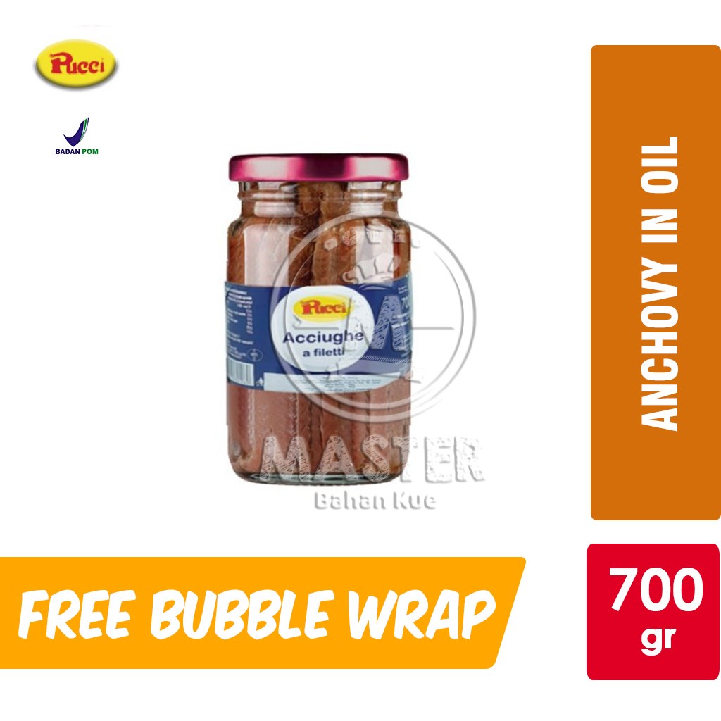 

PUCCI Anchovy Anchovies Fillets in Oil / Ikan Teri Filet [Botol Kaca 700gr]