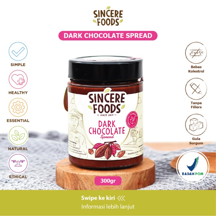 

Sincere Foods Dark Chocolate Spread Selai Coklat Kacang Mpasi 300gr