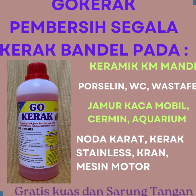 (P ☛K✯2) 1 Botol GO KERAK PLUS KUAS PEMBERSIH KERAK KAMAR MANDI PALING AMPUH KERAK JAMUR KACA, PORSE
