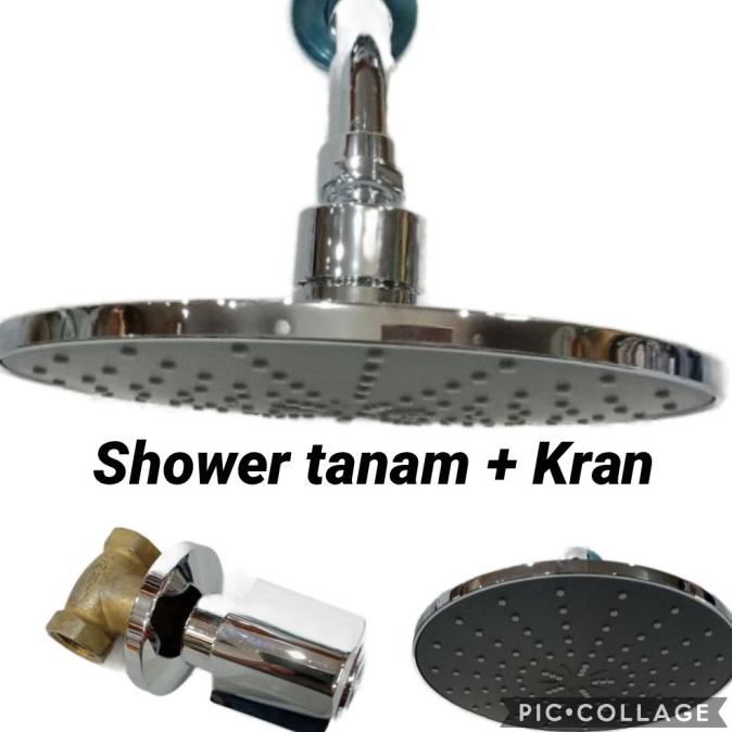 ] Paket Kepala Shower + kran , Shower Kamar Mandi, 20 cm Tetesan Hujan