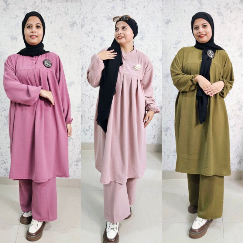 TUNIK ONE SET CRINKLE AIRFLOW PREMIUM