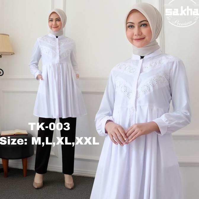 Atasan tunik wanita putih katun terbaru seragam PNS guru