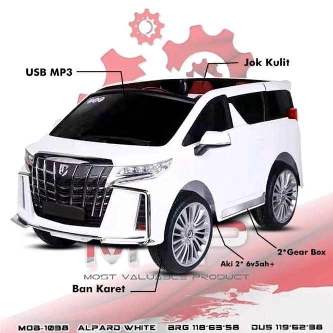 Mainan Anak Mobil Aki Alphard Mob 1038 Ban Karet