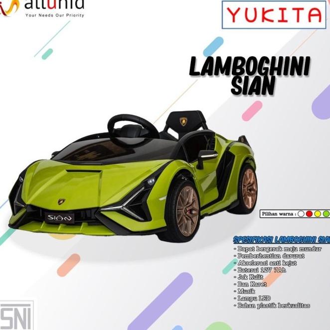 Mainan Anak Mobil Aki Ban Karet Lamborghini Sian