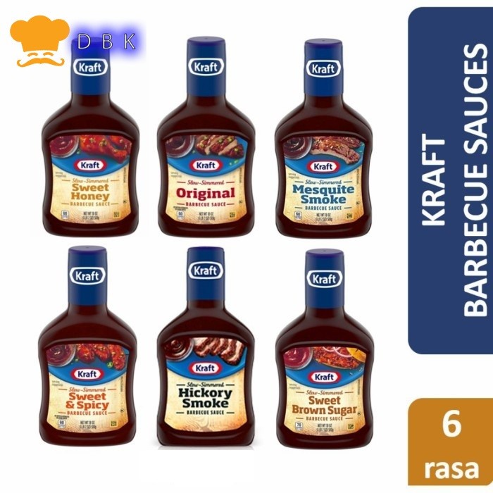 

KRAFT BBQ SAUCE Barbeque hickory mesquite smoke spicy honey brown suga