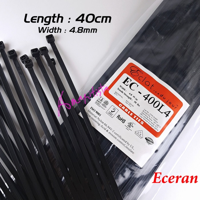 

Cable Ties / Sabuk kabel Eclat Hitam 400x4.8mm NYLON66 (1pc)