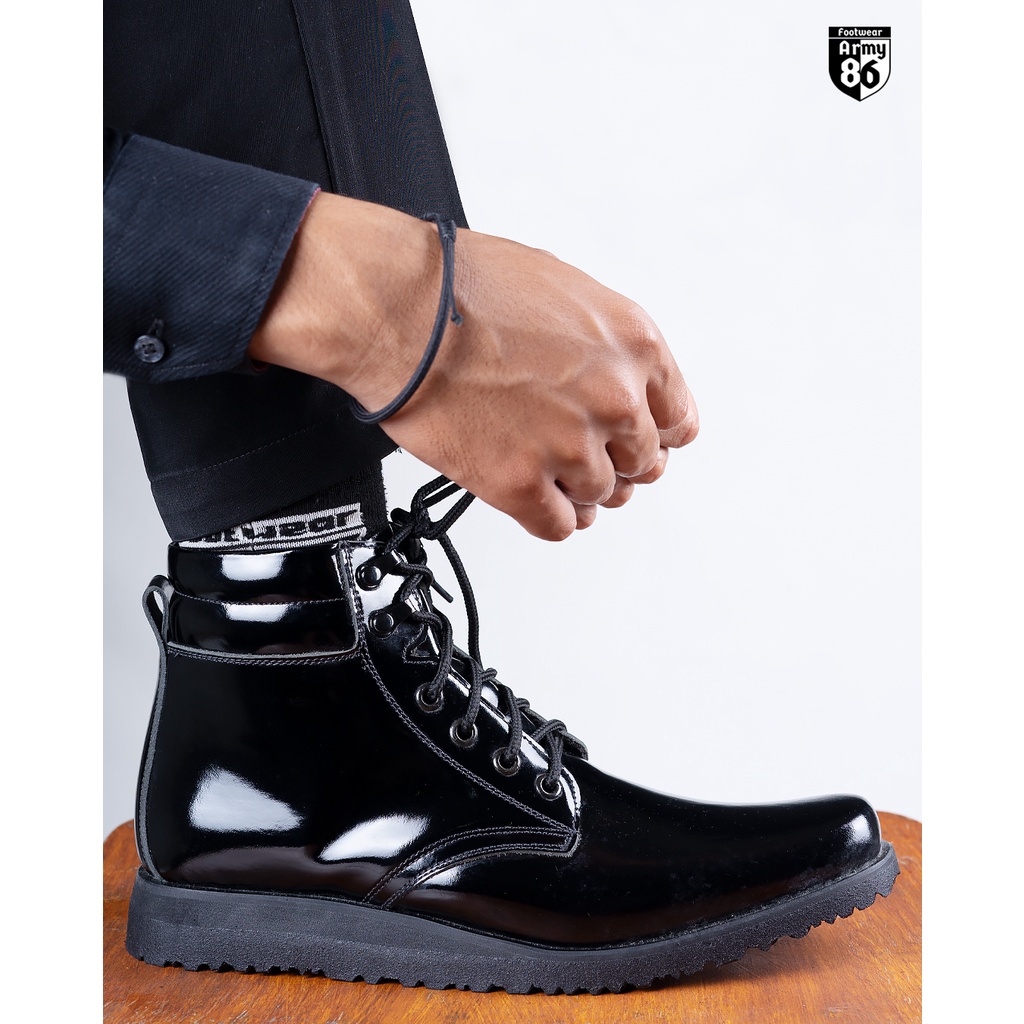 Sepatu Kulit Army86 dinas harian open lacing