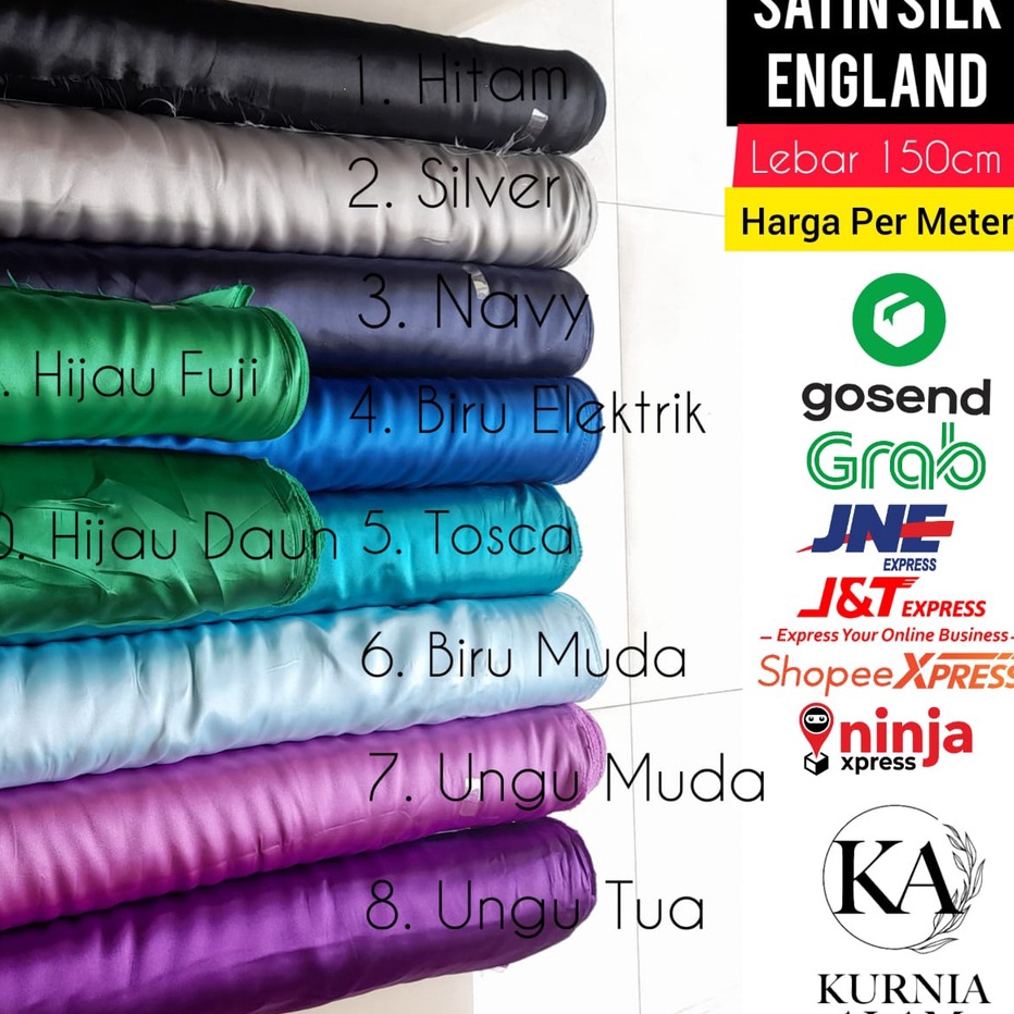 Discount Today Satin Kain Premium Tebal Tidak Transparan METERAN Warna Ungu Muda Soft Purple Bahan G