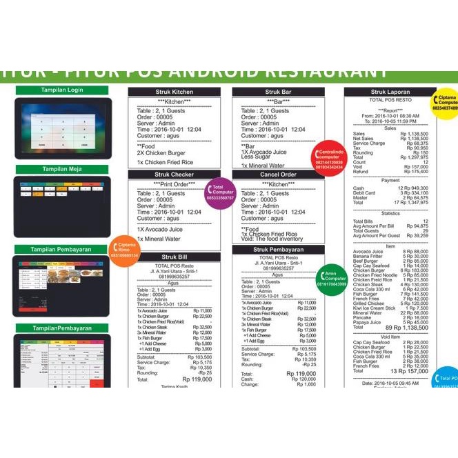 Diskon Paket Mesin Kasir Restaurant / Salon /Android Siap Pakai-Dms