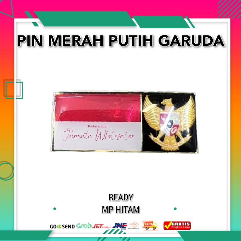 Pin Merah Putih Garuda Hitam | Bros Bendera Merah Putih Paskibra