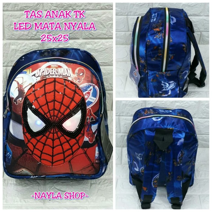 TAS ANAK LAKI LAKI RANSEL SPIDERMAN LED MATA NYALA