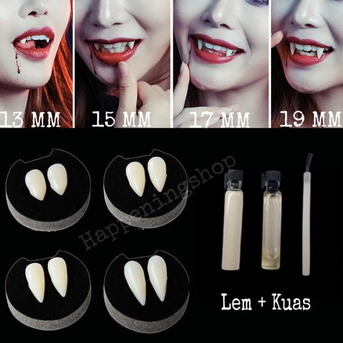 ___] Terlengkap Paket Gigi Taring Palsu Lem + Kuas Dracula Halloween