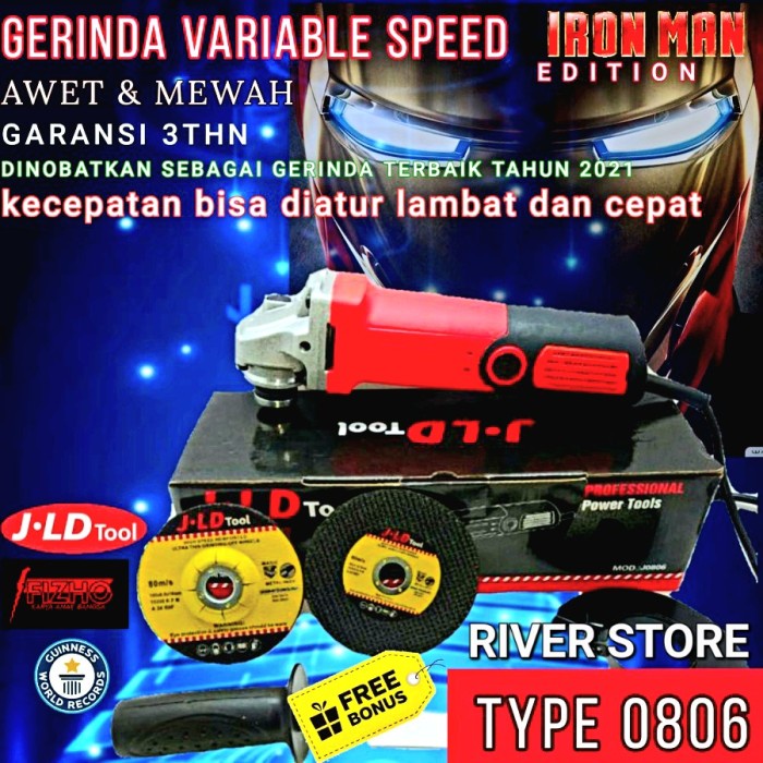 Mesin Gerinda Listrik Variable Speed JLD 0806 Angle Grinder Premium