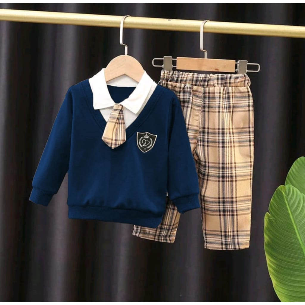 Setelan Anak Korea Dasi/ Pakaian Anak Laki-Laki Dan Perempuan/ Baju Anak/ 1-5 Tahun