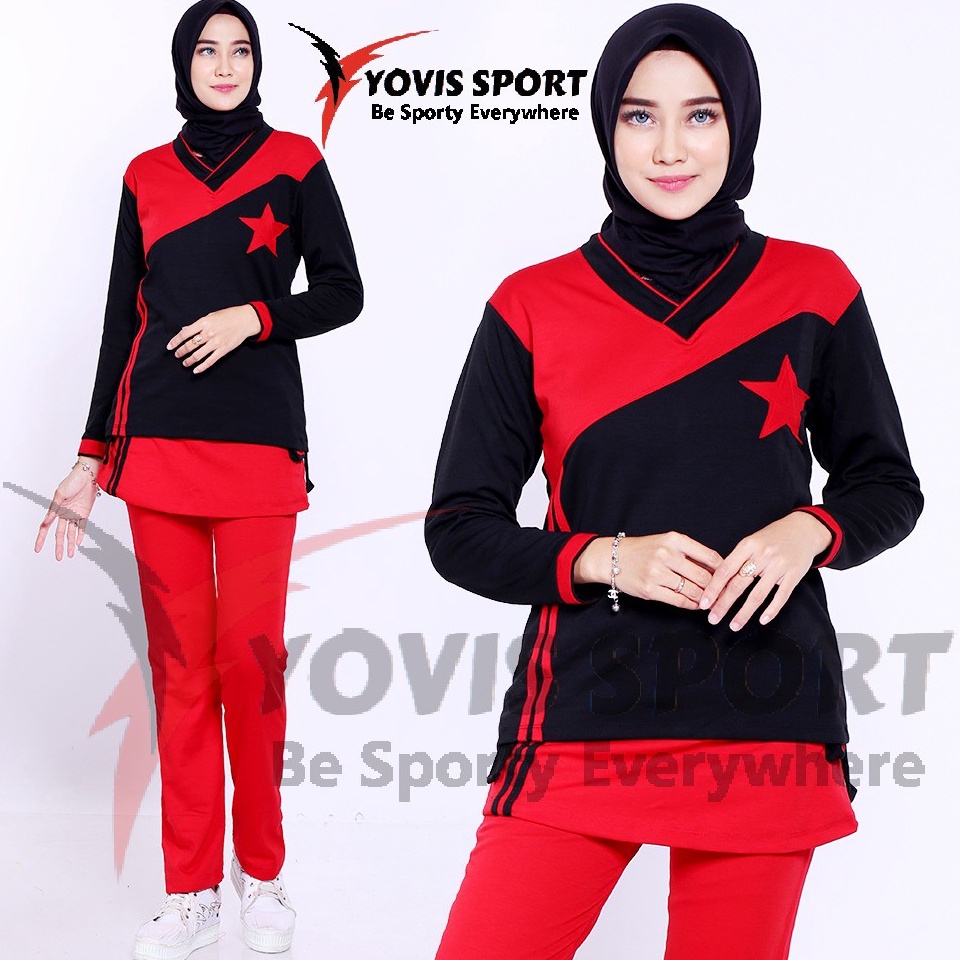 Murah Banget.. Setelan senam bintang jumbo Yovis Sport / celana senam / baju senam / setelan bintang