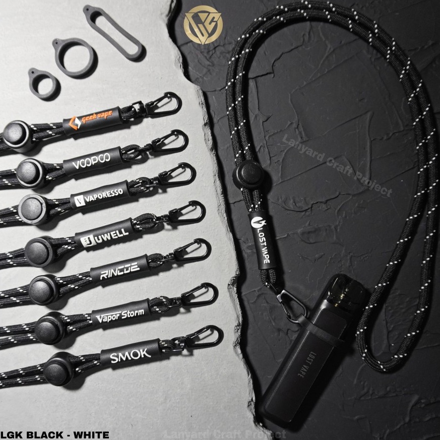 

44 Lanyard Craft LGK Black White Lanyard Perusik Gantungan Device Universal Jual