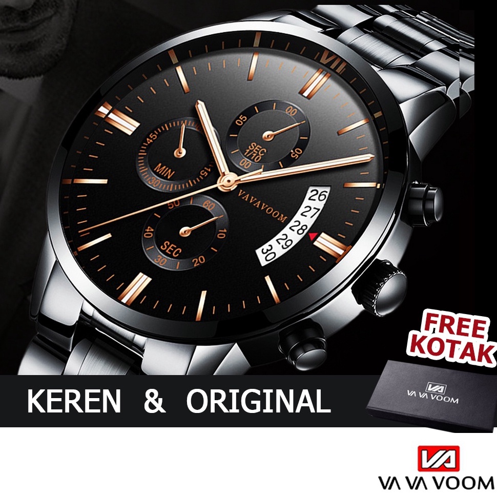 TREND TERBARU Jam Tangan Pria Original Impor FNGEEN  VAVA VOOM Tahan Air dengan 3 Kronograf VA-214