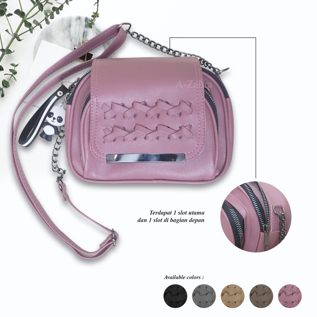 TAS SLEMPANG MODEL ANYAMAN SILANG / TAS BAHU FRESS GANTUNGAN / TAS WANITA 2 RUANG / TALI KOMBINASI R