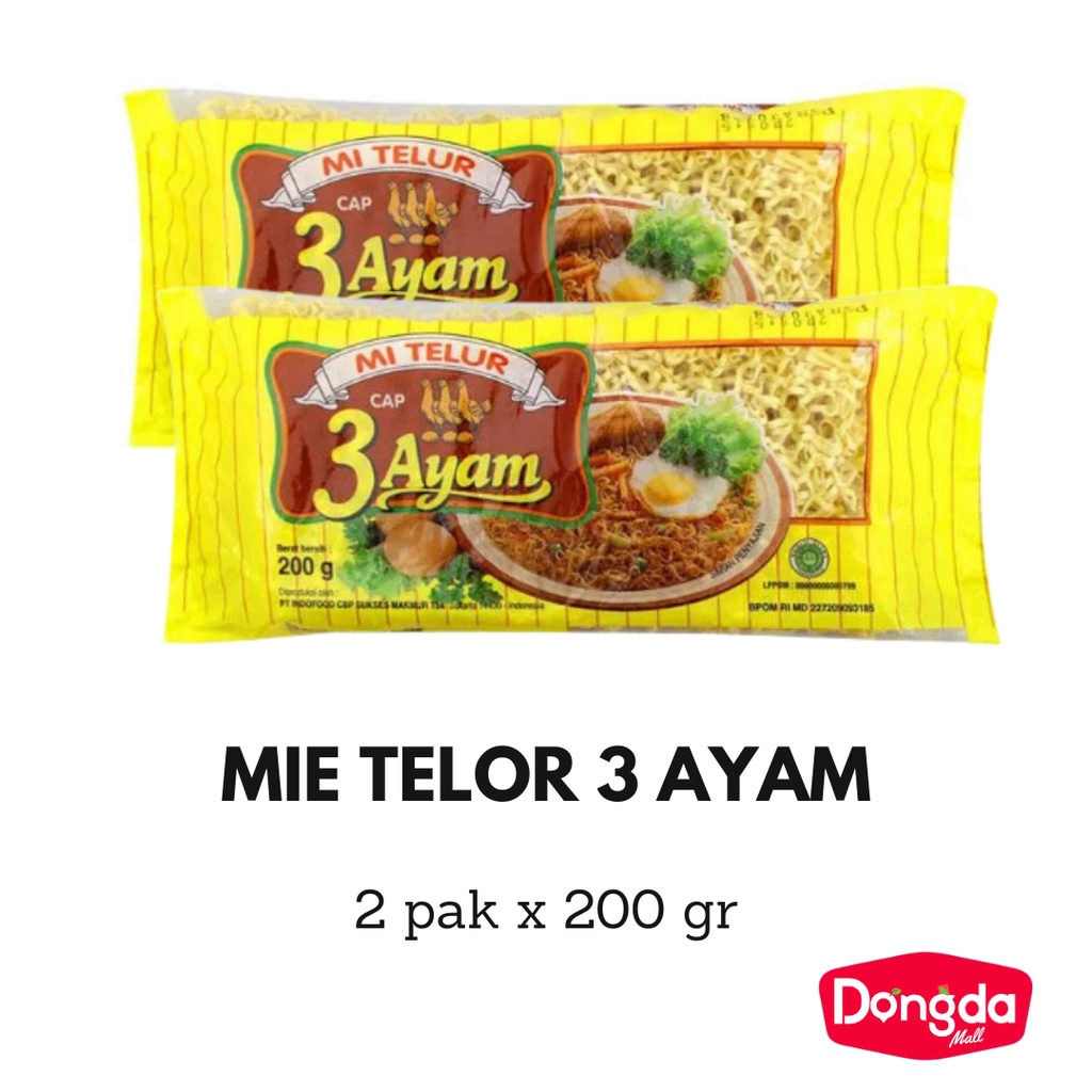 

Cap 3 Ayam Mie Telor Kuning 2 pcs x 200 gr