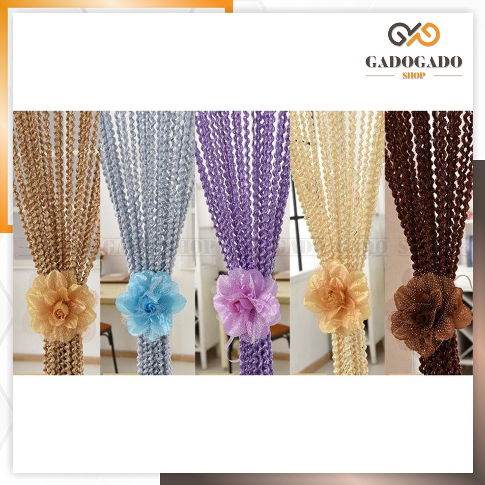 ➢❈ GGS Tirai Benang Polos Ulir Benang Tirai Pintu Spiral Tirai Jendela Motif Keriting Murah