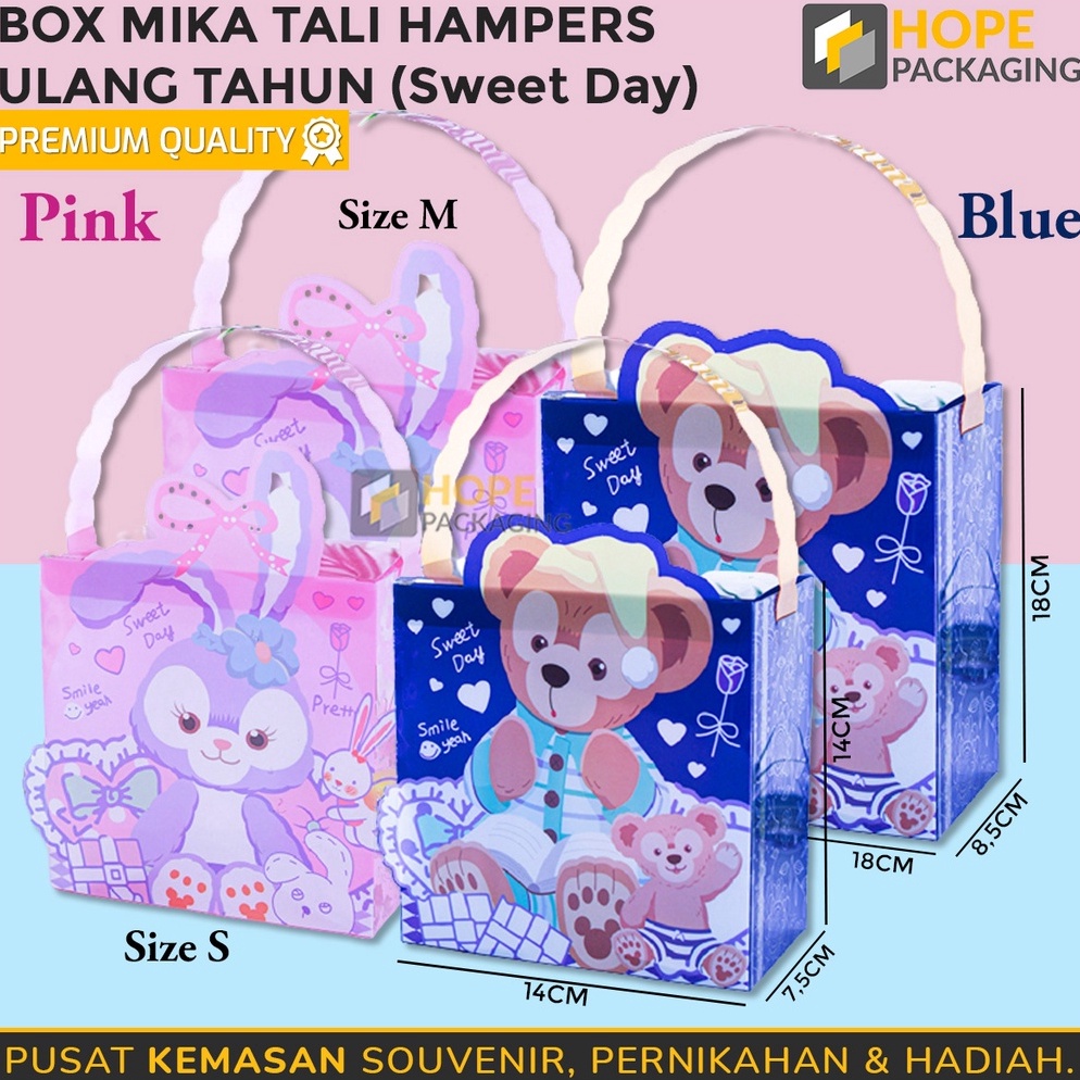 

44 Box Mika Tali Hampers Ulang Tahun Anak Lucky Day / Paper Box Souvenir Birthday Motif Karakter Terkini