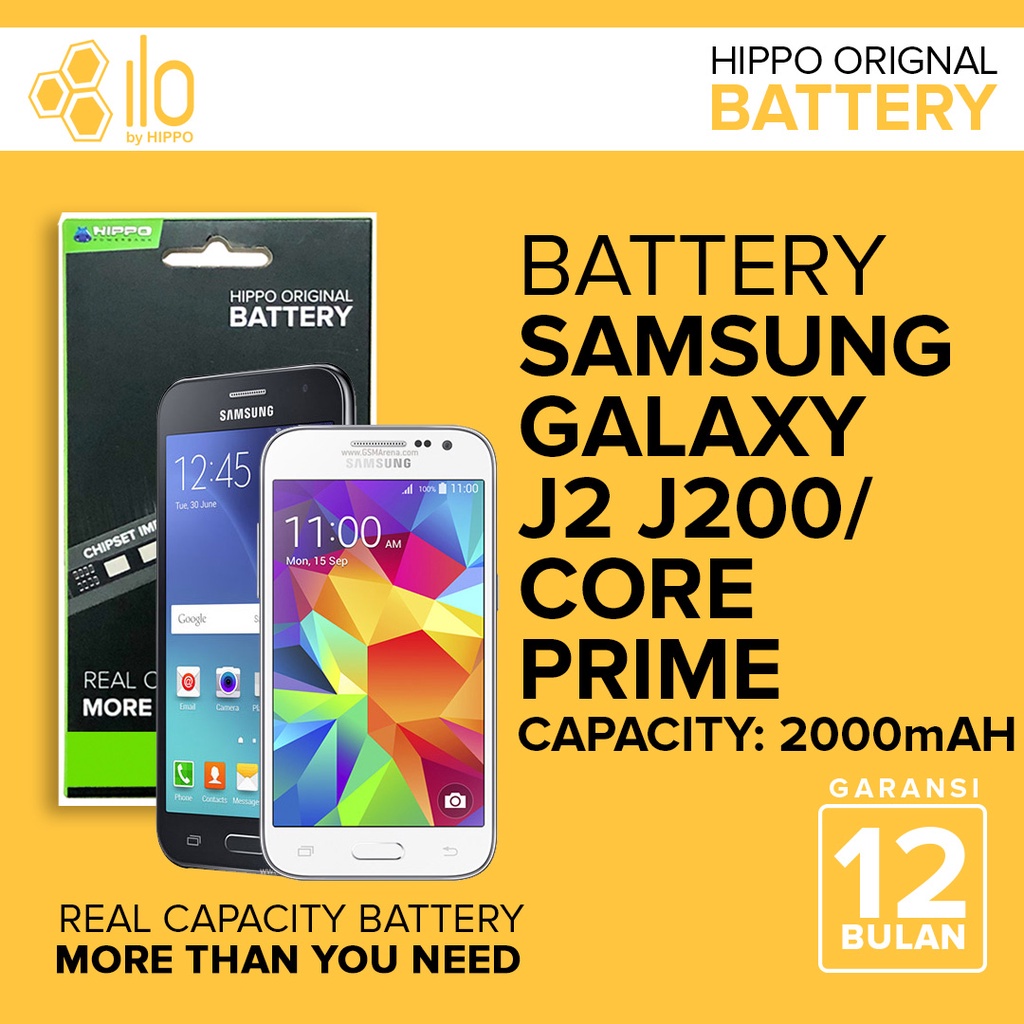 Hippo Baterai Baterry 100% ORI Baterai Samsung J2 J200 2000mAh CORE PRIME 2000mAh Batere Premium Bat