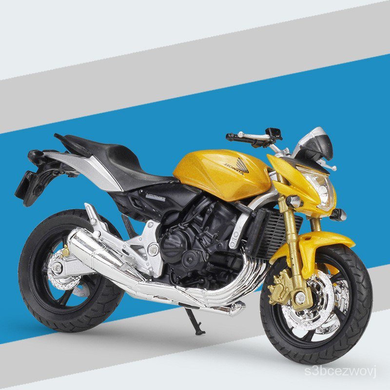 ✅&Welly 1:18 Honda Hornet Yellow Motorcycle Model Bike New in Box
