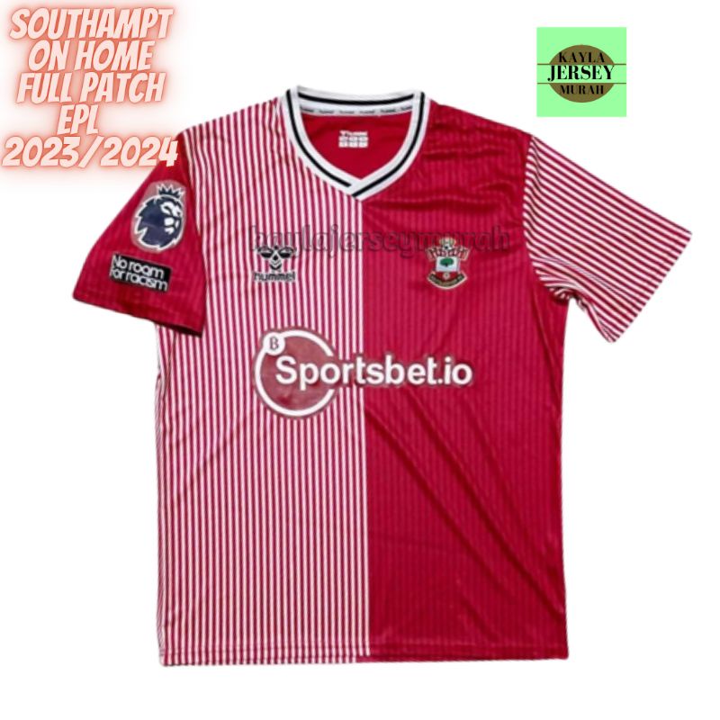 JERSEY BOLA SOUTHAMPTONN HOME 2023 2024 FULL PATCH GRADE ORI TOP QUALITY